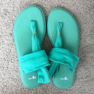 Sanuk Yoga Sling Flip Flops - Mint Green, Size 8